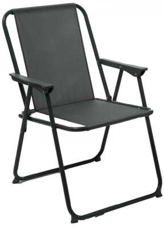 Atmosphera camping/strand stoel - aluminium - inklapbaar - zwart - L52 x B55 x H75 cm - buitenstoelen van Atmosphera