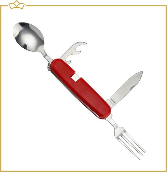 ATTREZZO® Multifunctioneel Reisbestek - Bestek - lepel - vork - mes - opener -Reisset - Campingbestek - Bestekset voor op reis! van ATTREZZO®