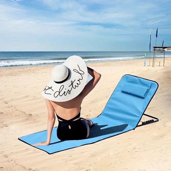 ATXANC Donostia Strandmat met rugleuning – Lichte en duurzame strandstoelmat met verstelbare rug, ideaal voor zonnen, picknicken en wandelen - Blauw
