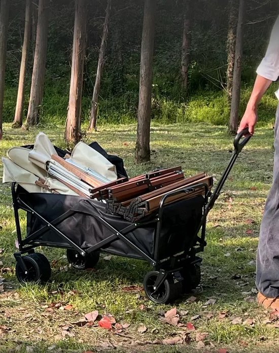 ATXANC Opvouwbaar - 70 Liter - 60 KG Draagkracht - Draaibare wielen mét rem - Verstelbare hendel - Inklapbare Bolderwagen - Compact – Zwart van Merkloos