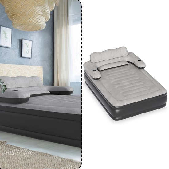 Aufun Zelfopblazend Luchtbed Camping - Opblaasbare Matras Met Ingebouwde Elektrische Pomp - Rugleuning Voor Comfort - 2 Personen - 195 x 145 x 42 cm - Inclusief Draagtas van Aufun