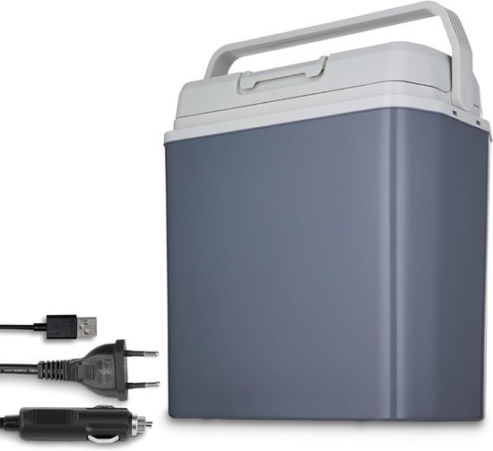 Aura® Elektrische koelbox 12 en 230 volt - Elektrische koelbox - Koelbox - Grijs - 24cm x 40cm x 43cm van Merkloos
