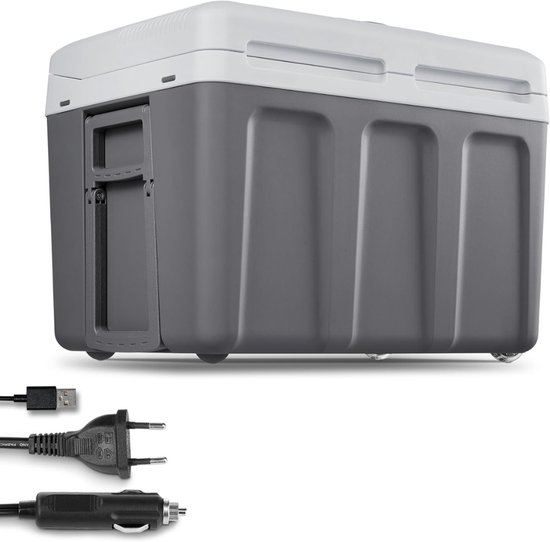 Aura® Elektrische koelbox 12 en 230 volt - Elektrische koelbox - Koelbox - Grijs - 39cm x 56cm x 42cm van Merkloos