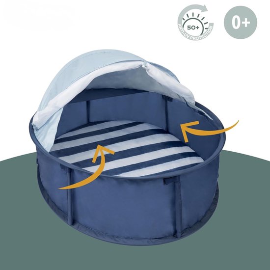 Aura® Strandtent uv Bescherming - Strandtent Baby Pop Up – Strandtentje Extra Licht – Zonbescherming - Donkerblauw - 98cm x 90cm x 85cm; 1kg van Merkloos
