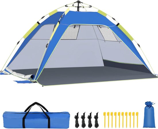 Aura® Strandtent uv Bescherming - Strandtent Baby Pop Up – Strandtentje Extra Licht – Zonbescherming - Meerkleurig - 215cm x 170cm x 115cm; 1.62 van Merkloos