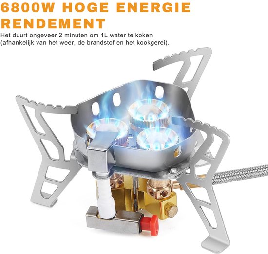 Aura® Wokbrander Kookbrander voor Butaan- Koper en Gietzijer - Gemakkelijk Instelbaar - Maximaal vermogen - met Slang en Regelaar - Geschikt voor Binnen en Buitengebruik - Wok Brander - Butaan- chroom - Zilver - 9cm x 9cm x 10cm van Merkloos