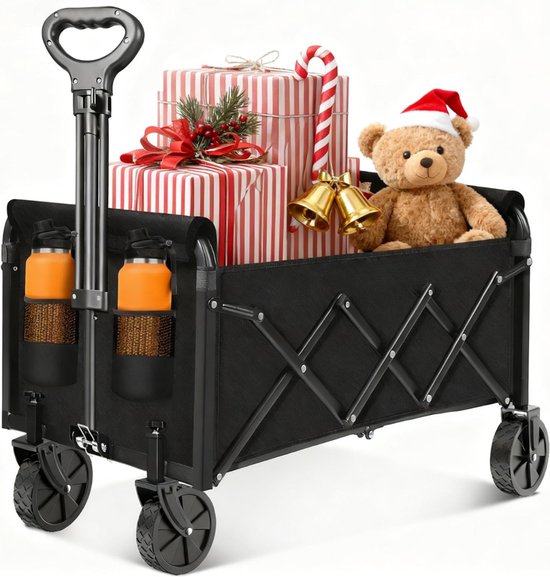 Aurixi® Bolderkap Opvouwbaar Luchtbanden - Bolderkar - Bolderkar Opvouwbaar - 100 kg - Zwart- 75cm x 44cm x 95cm; 5.03 kg van Aurixi®