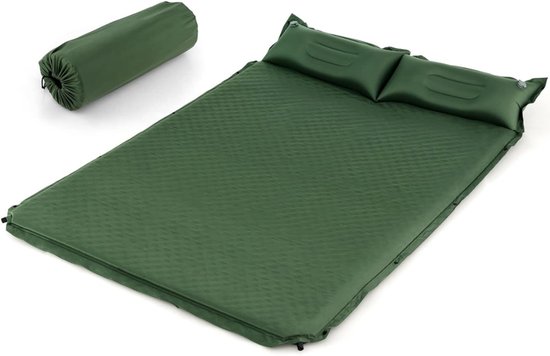 Aurixi® Veldbed 2 Personen - Veldbed - Veldbed met Matras - Groen - 185cm x 130cm x 3cm van Aurixi®