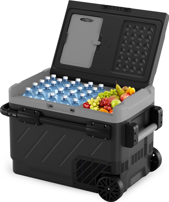 Auronic Compressor Koelbox Elektrisch 12V en 230 volt - Auto - Vriezen en Koelen - Coolbox - 49L - Frigobox - Grijs van Auronic