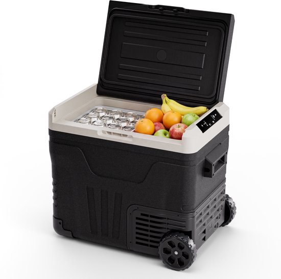 Auronic Compressor Koelbox Elektrisch 12V en 240 volt - Camping Koelkast - 50L - Met Wielen en Hendel - Frigobox - Zwart van Merkloos