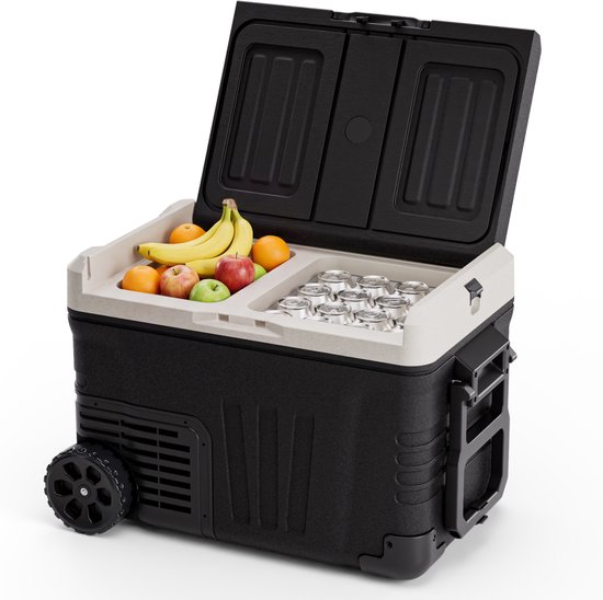 Auronic Compressor Koelbox Elektrisch 12V en 240 volt - Dual Zone - 33L - Met Wielen en Hendel - Zwart van Merkloos