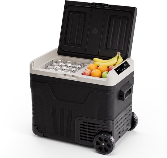 Auronic Compressor Koelbox Elektrisch 12V en 240 volt - Dual Zone - 45L - Met Wielen en Hendel - Zwart van Merkloos
