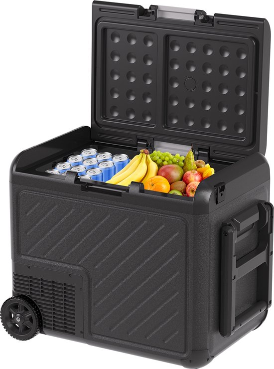 Auronic Elektrische Koelbox - Compressor - Met Wielen - 12V 230 Volt - Auto - 50L - Zwart/Grijs van Auronic