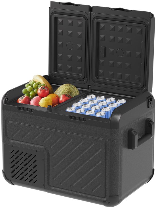 Auronic Elektrische Koelbox - Compressor - Twee Zones - 12V 230 Volt - Auto - 45L - Zwart/Grijs van Auronic