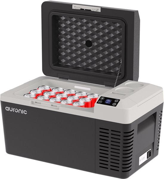 Auronic Elektrische Koelbox - Frigobox - Compressor - 12V 230 Volt - Camping Koelkast - Auto - 20L - Zwart/Grijs van Merkloos