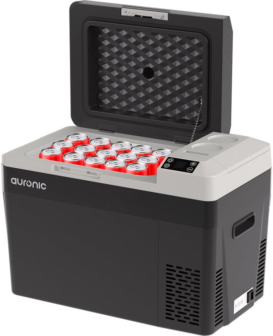 Auronic Elektrische Koelbox - Frigobox - Compressor - 12V 230 Volt - Camping Koelkast - Auto - 30L - Zwart/Grijs van Merkloos