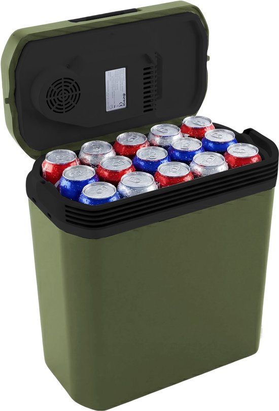 Auronic Koelbox Elektrisch 12V en 230 volt - Camping Koelkast - Auto - Koelen en Verwarmen - 20L - Frigobox - Groen van Merkloos