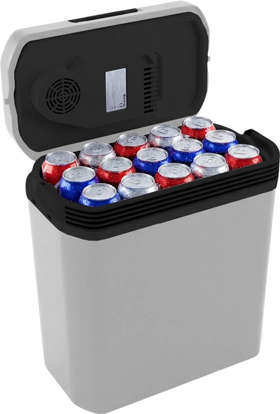 Auronic Koelbox Elektrisch 12V en 230 volt - Camping Koelkast - Auto - Koelen en Verwarmen - 20L - Frigobox - Lichtgrijs van Merkloos