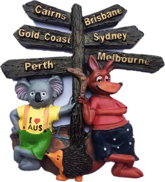 Australië Koelkastmagneet met Kangoeroe en Koala - Souvenir Koelkaststicker van Merkloos