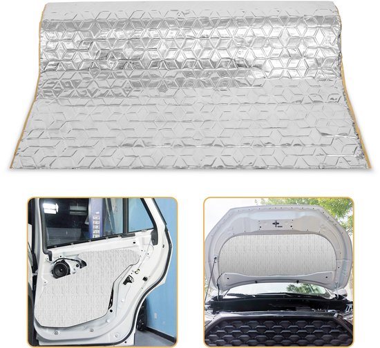 Auto Isolatiefolie 50 x 200 cm x 2 mm – 1 m² Warmtereflecterende Geluidsisolatiemat van Aluminium – Voor Motorkap, Portieren, Autodak, Vloer en Kofferbak