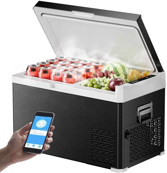 Auto Koelbox 40L - Auto Koelkast - 12V/24V en 230V - Vriesfunctie - Dubbele Zone - Camping Draagbare Koelkast 40L - Auto Koelkast - Compressor - 12V/24V/230V - Dubbele Zone - Zwart