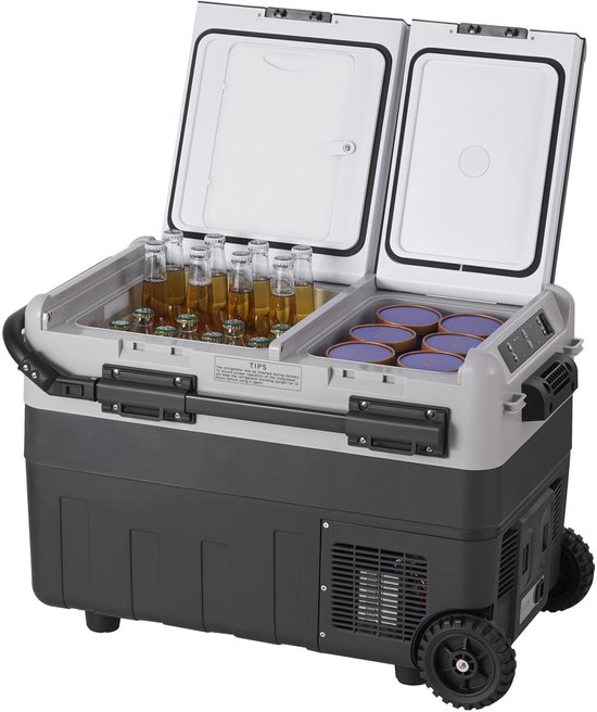 Auto Koelbox - Compressor Koelbox - Compressor Koelkast - Koelbox - 40L- Dual Zone - Mini Vriezer - -20°C tot 20°C - 12V/24V & 230V - Met Wielen & Handvat - Voor Auto - Camper - en Camping van Merkloos