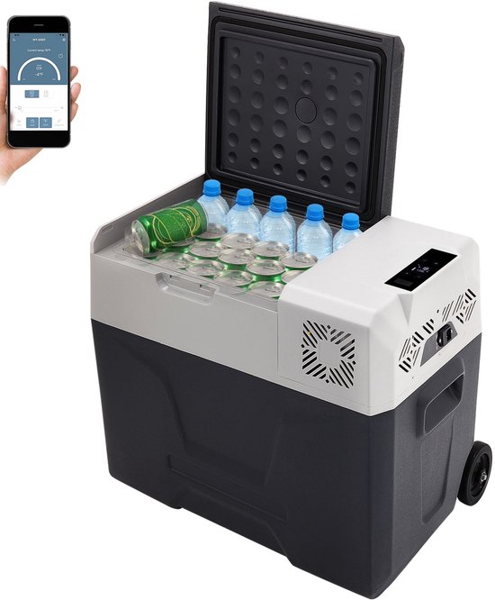 Auto Koelkast 50L / 52,8 QT Draagbare Vriezer – -20°C tot 20°C, Enkelzone met Wielen en Handvat – 12/24V DC en 100-240V AC Compressor Koeler voor Outdoor Kamperen van Merkloos