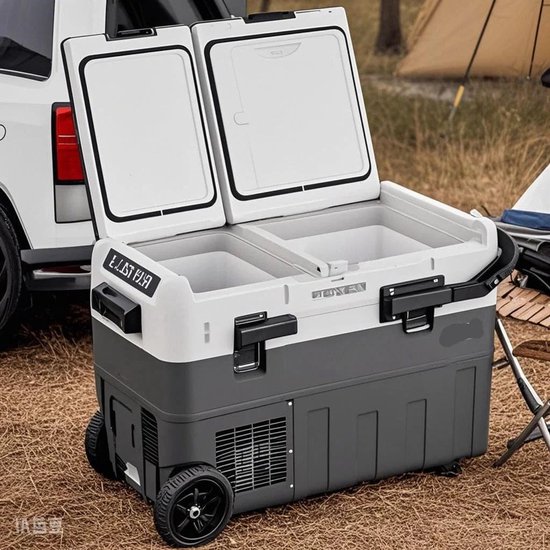 Auto Koelkast - Auto Koelbox Compressor - Camping Koelkast - met Wielen - 12V/24V - 58L - Draagbare - Koelen en Vriezen - -20°C tot +20°C - Energiezuinig - Voor Auto - Camper - en Camping van Merkloos