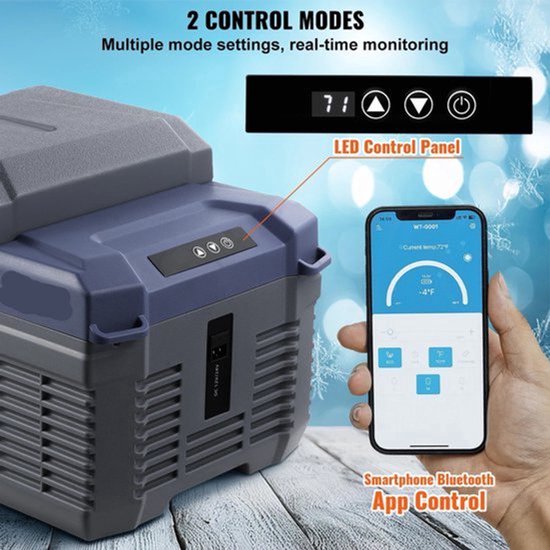 Auto Koelkast - Elektrische Koelbox - Koelbox - Mini Koelkast - 45L Capaciteit - 12/24V DC Compressor - Enkel & Dual-Zone - Bluetooth Temperatuurregeling - Draagbare - Geschikt voor Outdoor Camping & RV