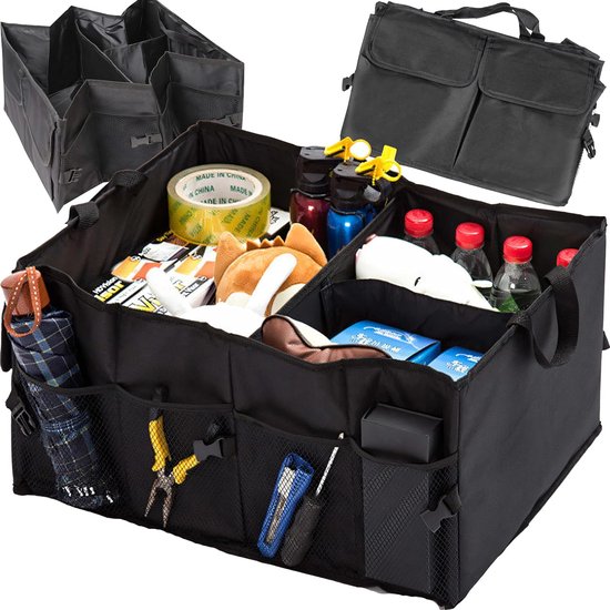 Auto kofferbaktas, opvouwbaar, kofferbak-organizer, auto-vouwbox, klapbox, autobox, kofferbakorganizer, stabiele autotas, kofferbakbox, boodschappentas met 3 vakken van Merkloos