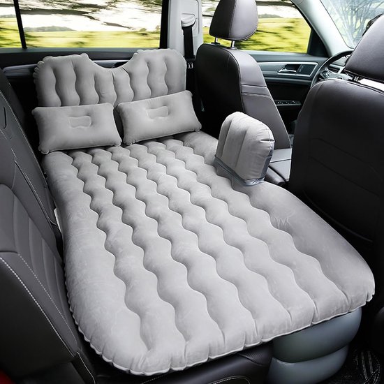 Auto Luchtbed Achterbank - Opblaasbaar Matras - Reizen en Kamperen - Automatisch Opblazen - 80x135cm - Grijs