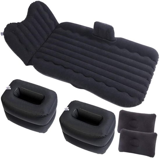 Auto Luchtbed - Auto Matras - Opblaasbaar - Incl. Kussens - Ideaal voor Camping - Auto opblaasbaar bed - Achterbank bed - Reizen - Camping - Auto slaapmatras - Zwart van Merkloos