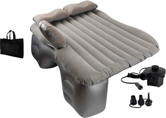 Auto Luchtbed - Opblaasbaar Automateras - Inclusief 12V Pomp, 2 Kussens en Tas - 140 x 80 cm van Merkloos