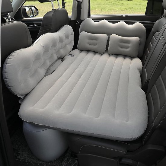 Auto Luchtbed - Reisbed Achterbank - Comfortabel Slapen - Ergonomische Ondersteuning - 130 cm - Grijs
