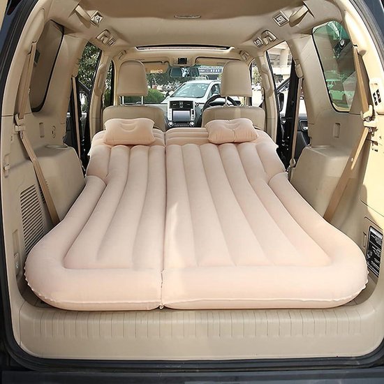 Auto luchtbed - Slaapmatras auto - Reizen en kamperen - Inclusief luchtpomp - Normaal formaat - Beige