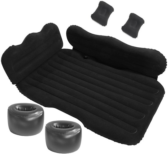Auto Luchtbed voor SUV & Achterbank - Opblaasbaar Automatras voor (125×78 cm) - Inclusief 12V Pomp & 2 Kussens - Zacht Flocking - Ideaal voor Roadtrip & Autokamperen - Zwart van Merkloos