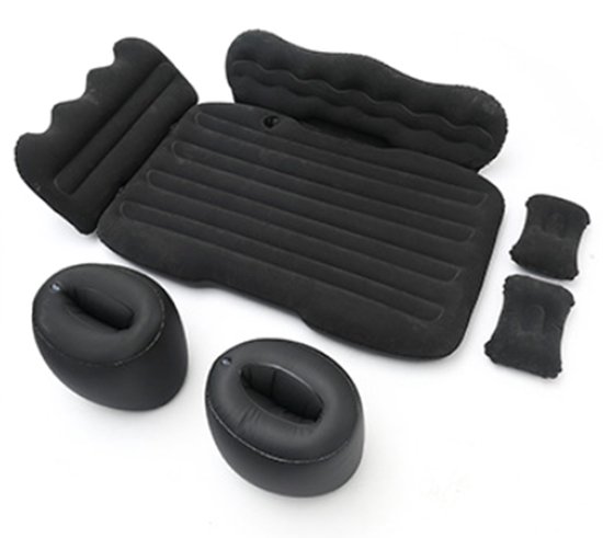 Auto Luchtbed voor SUV – Opblaasbaar Matras 2 Personen (128×77 cm) – Inclusief 12V Pomp, Kussens & Opbergtas – Zwart van Merkloos