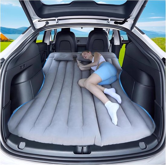 Auto Luchtmatras - Opblaasbaar Bed - Reizen en Camping - 4 Onafhankelijke Luchtkamers - 195 x 130 cm - Grijs