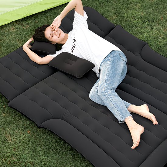Auto luchtmatras opblaasbaar campingbed voor achterbank comfortabel reizen en kamperen 1-2 personen van Merkloos