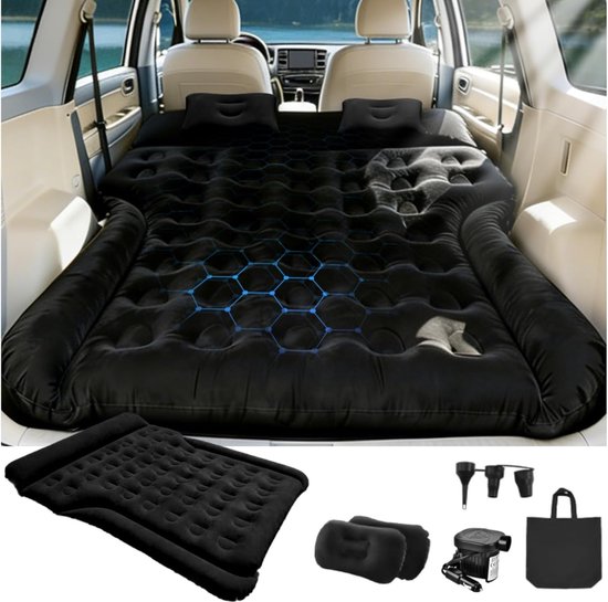 Auto Luchtmatras - Opblaasbaar Matras voor SUV, Camper en Van - Automatras voor Kofferbak - 185x140x20 cm - Verdikte Campingmatras - Auto Matras en Luchtbed voor Reizen - Zwart