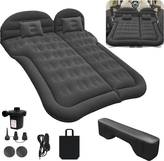 Auto Luchtmatras SUV Opblaasbare Matras met Pomp MPV Luchtbed Camping Auto Kussen Dikker Achterbank Luchtmatras met Twee Kussens voor Kamperen Reizen Achtertuin Strand (Zwart) van Feagaer