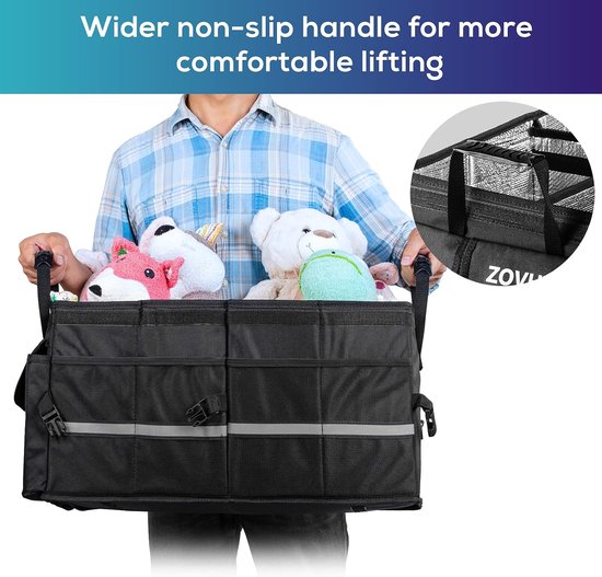 Auto Opbergorganizer 68L Auto Organizer Waterdichte Praktische Auto Opbergzak met Dikke Deken en Bodem Draagbare Opvouwbare Auto Opbergdoos Kan Warm en Koel Houden van WilBee