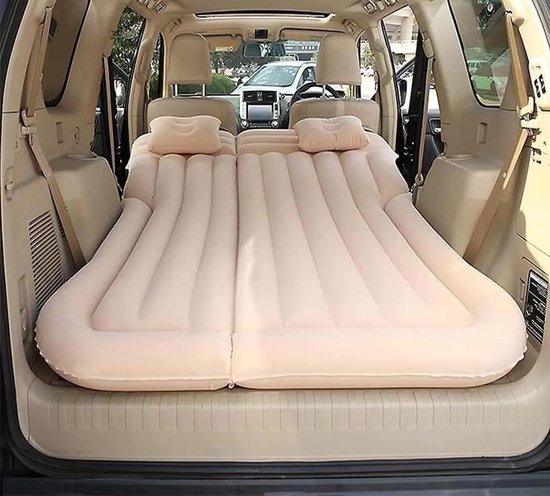 Auto Opblaasbed - Luchtbed Dubbel - Kamperen Reizen - Elektrische Pomp - 175x135 cm - Beige