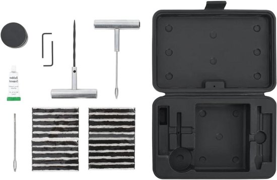 Autoband Reparatie Set - Bandenreparatie Kit - Lekke Band Herstellen - 27 Delig - 20 Strips - Zwart