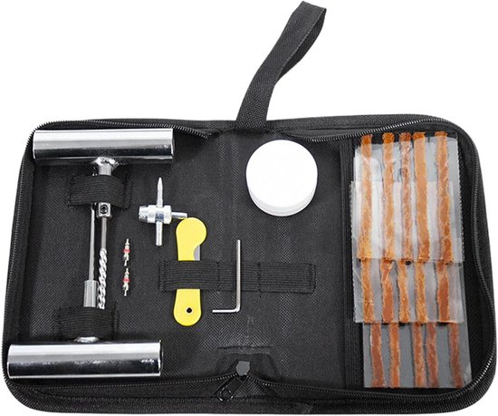 Autoband Reparatieset - Band Reparatie Kit - Onderweg Repareren - Compleet Gereedschap - 15 Strips - Zwart