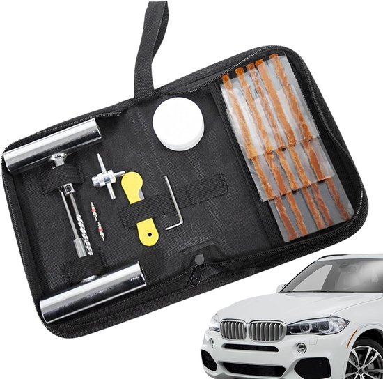Autoband Reparatieset - Bandengereedschap - Onderweg Repareren - Alles-in-één Gereedschap - 21.8 x 15.4 x 1 cm - Zwart