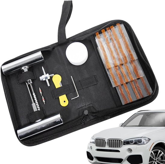 Autoband Reparatieset - Lekreparatie Gereedschap - Band Schade Herstellen - Compleet Gereedschap - 21 x 15 x 5.2 CM - Zwart