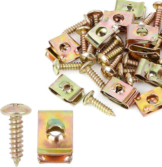 AUTOHAUX 20 sets 4,2 x 16 mm auto nietjes U-nietjes schroeven assortiment brons
