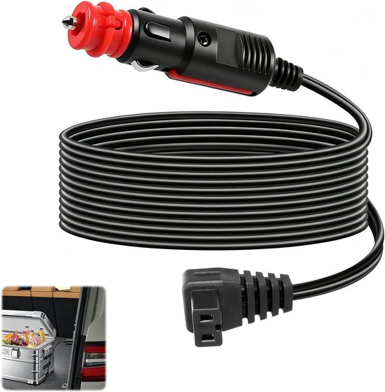 Autokoelbox Kabel - Verlengkabel Koelkast - Stroomvoorziening Auto - 3.5 Meter Lengte - 12 V - Zwart