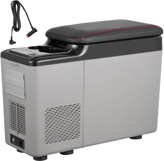 Autokoelkast, 12 volt draagbare koelkast met armsteun voor in de auto, 15 liter vriezer met één zone, -4℉-68℉ verstelbaar, 12/24 V DC & 100-240 V AC compressor koelbox voor buitenavonturen en kamperen van Koonie